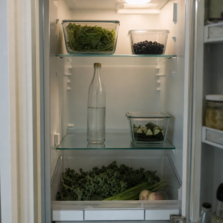 An open refrigerator with adjustable shelves spaced for tall bottles and food containers.